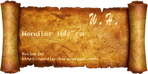 Wendler Héra névjegykártya