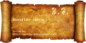 Wendler Héra névjegykártya